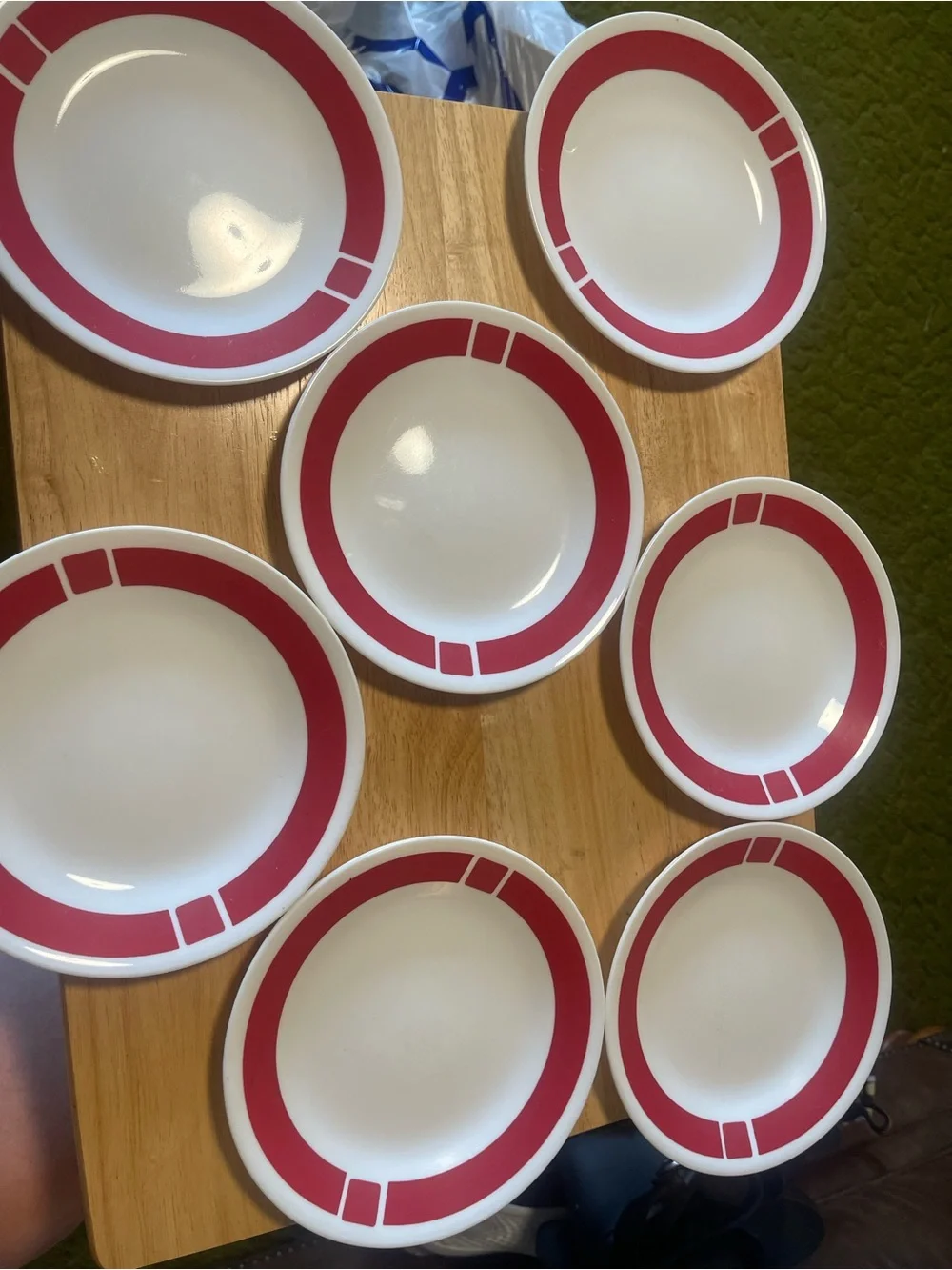 Lot of 7 Corelle Urban Red Bread Butter Plates 6.75” Small Dessert Salad...